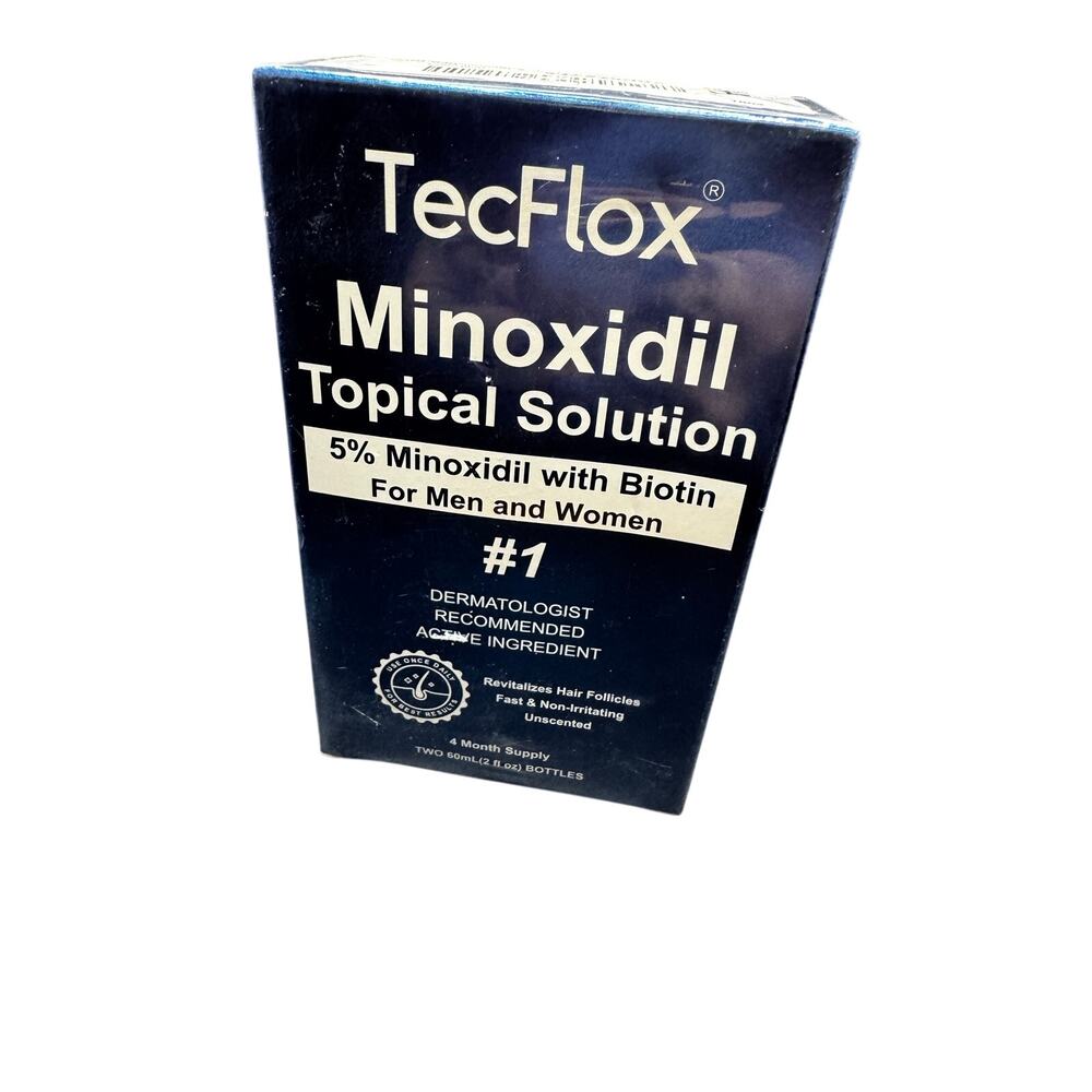 NWT Tecflox Minoxidil Topical Solution HAIR REGROWTH 4 Month Supply- 2 BOTTLES